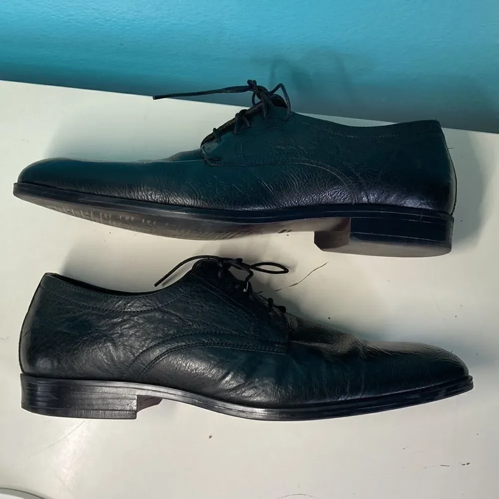 Andrea Rossi Mens Black Leather Lace Up Dress Shoes  Size 43 10 US